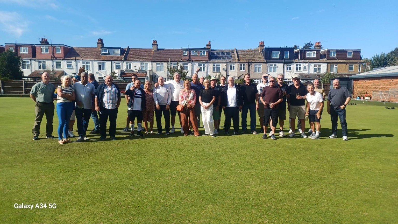 Southey social members together on the bowling green during their fun bowls day